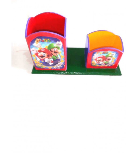 Porta caneta e porta clips em M D F.- produto artesanal Mario Bros